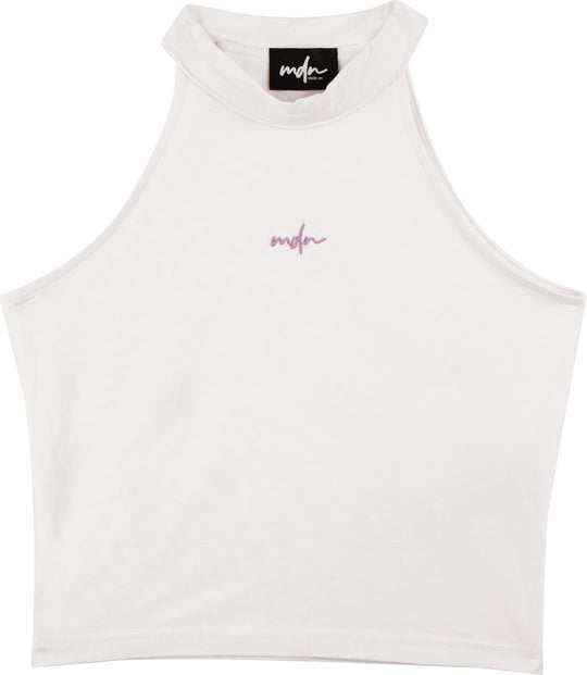  Mdn Canotta W Tanktop Turtleneck White Lilac Donna Bianco
