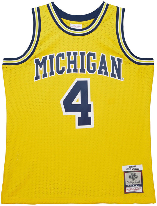  Mitchell Ness Canotta Swingman Chris Webber University Of Michigan Maize 1991 Jersey Yellow Mitchell E Ness Uomo Giallo