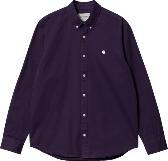  Carhartt Wip Camicia L/s Madison Shirt Cassis Wax Uomo Viola