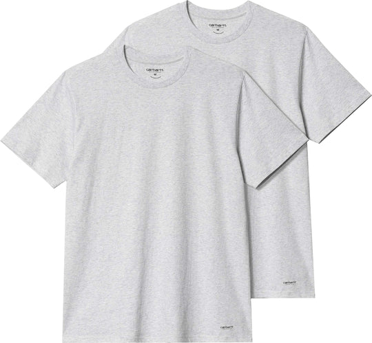  Carhartt Wip T-shirt Pack 2 Standard Crew Neck Tee Ash Heather Uomo Grigio