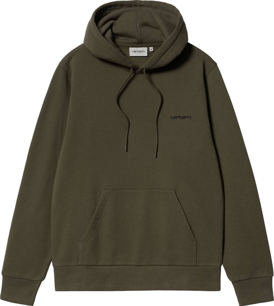  Carhartt Wip Felpa Hooded Script Embroidery Cypress Black Uomo Verde