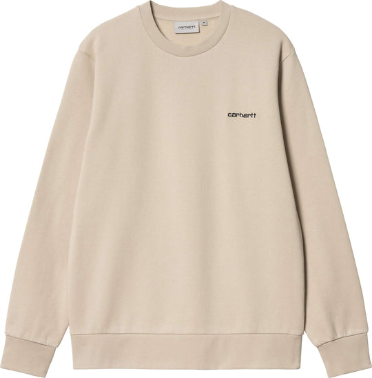  Carhartt Wip Felpa Script Embroidery Sweat Wall Black Uomo Beige