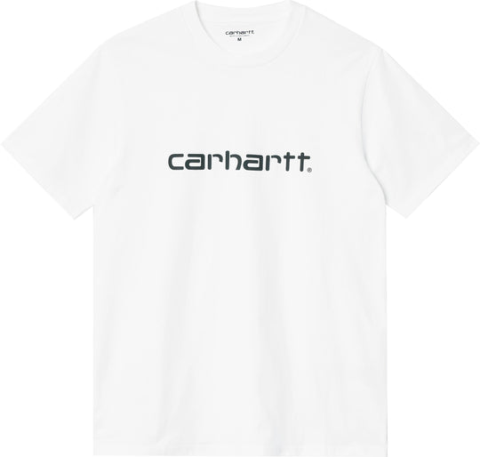  Carhartt Wip T-shirt S/s Script Tee White Black Uomo Bianco