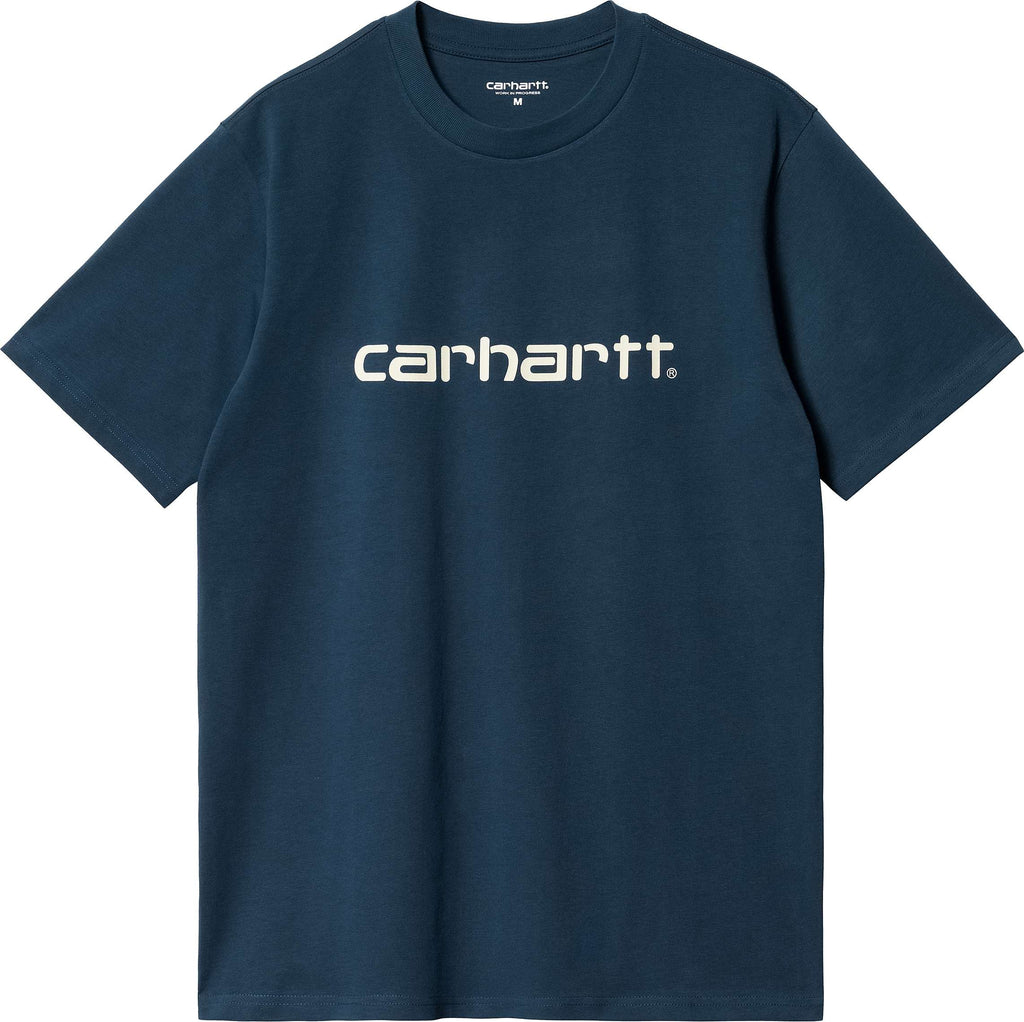  Carhartt Wip T-shirt S/s Script Tee Squid Salt Blue Uomo - 1