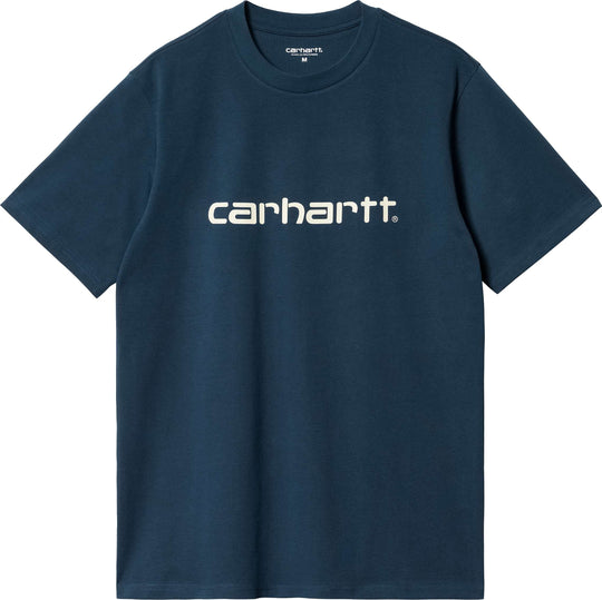  Carhartt Wip T-shirt S/s Script Tee Squid Salt Uomo Blue