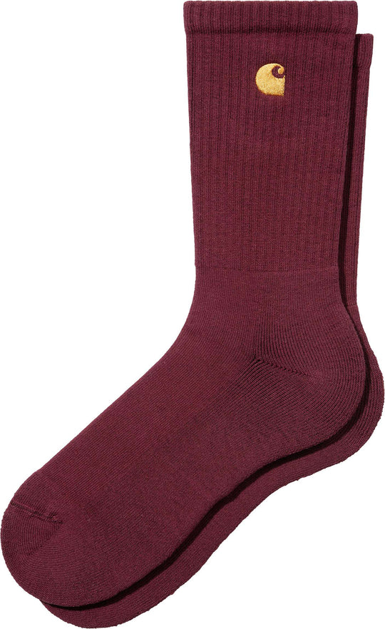 Carhartt Wip Calze Chase Socks Dark Amarone Gold Uomo Bordeaux