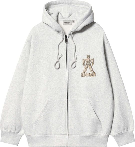  Carhartt Wip Felpa Hooded Built Sweat Jacket Ash Heather Uomo Grigio