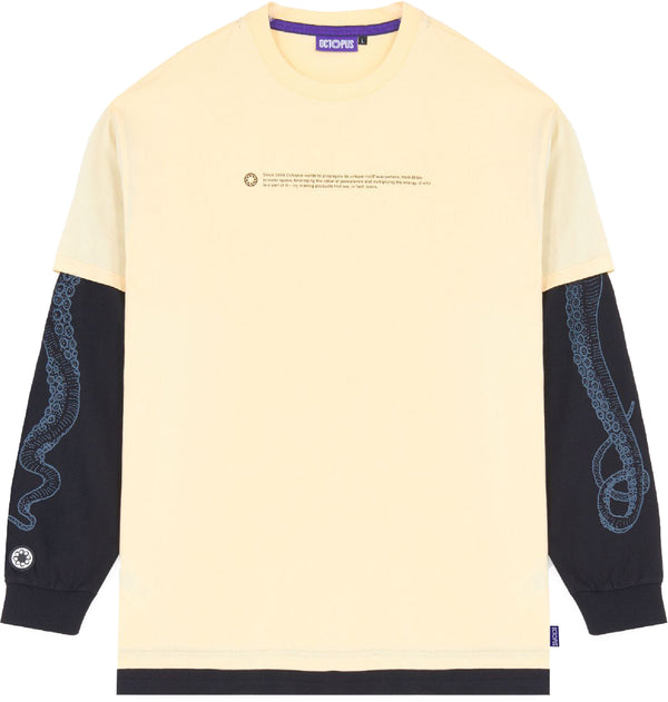 Octopus t-shirt LS Logo Double Tee cream