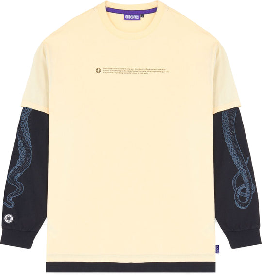  Octopus T-shirt Ls Logo Double Tee Cream Uomo Beige