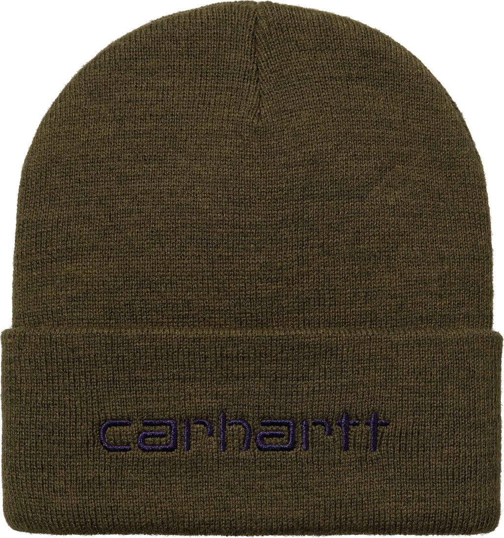  Carhartt Wip Cuffia Script Beanie Highland Cassis Verde Uomo - 1