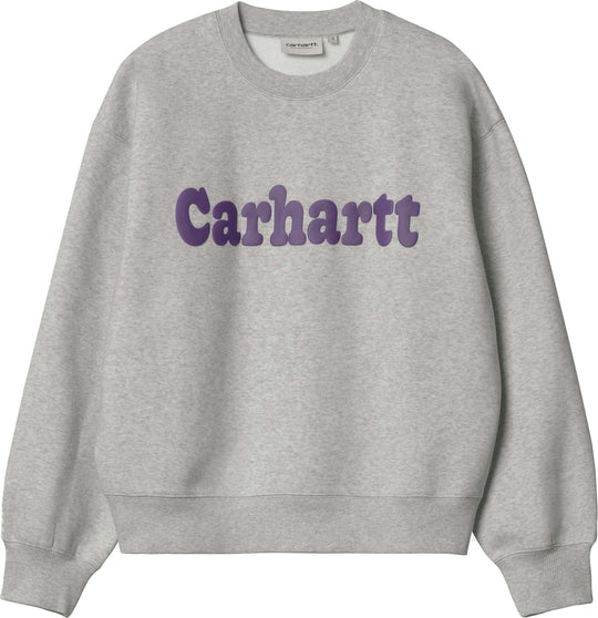  Carhartt Wip Felpa W Bubbles Sweat Grey Heather Cassis Donna Grigio