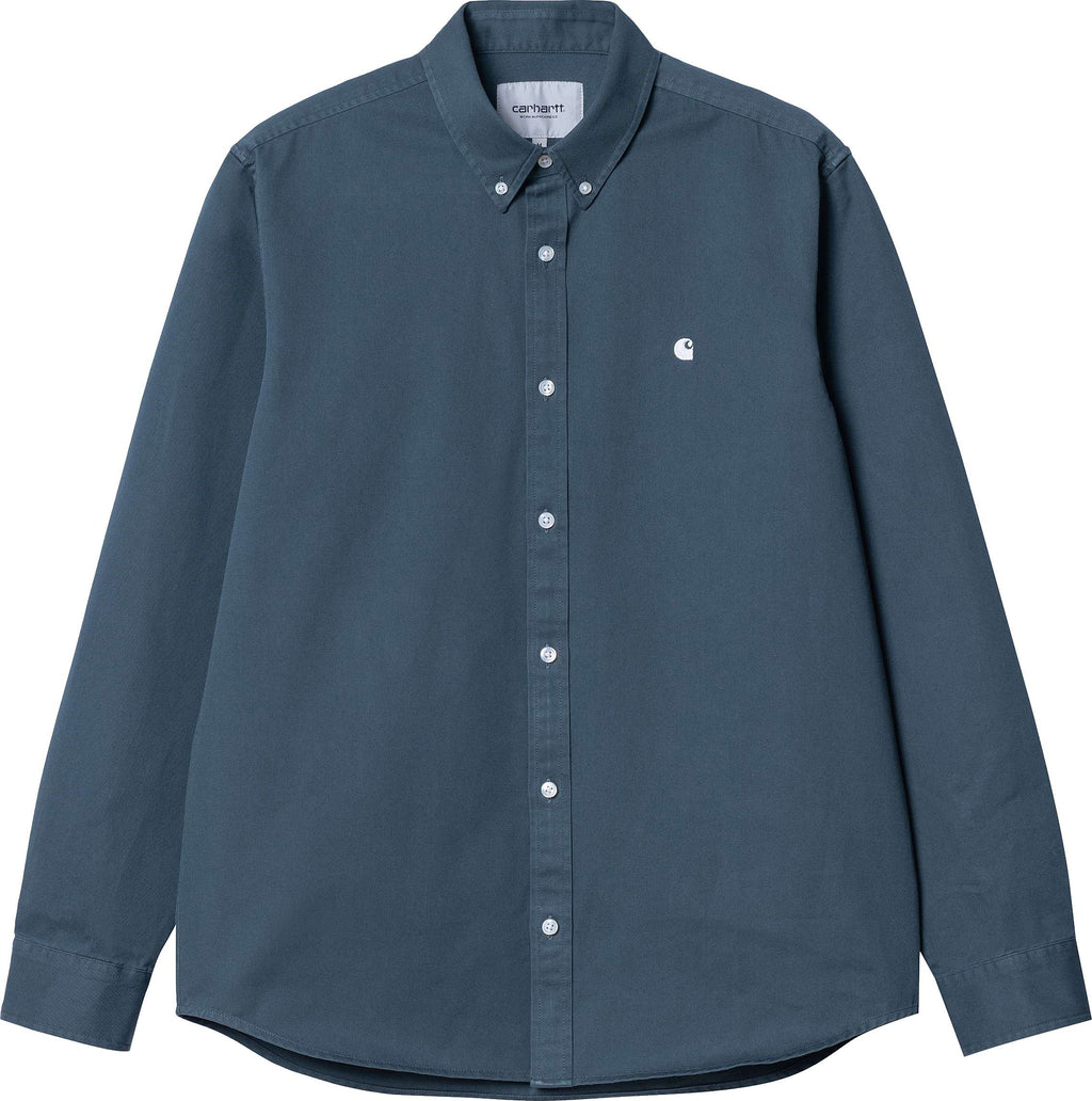  Carhartt Wip Camicia L/s Madison Shirt Ore Wax Blue Uomo - 1