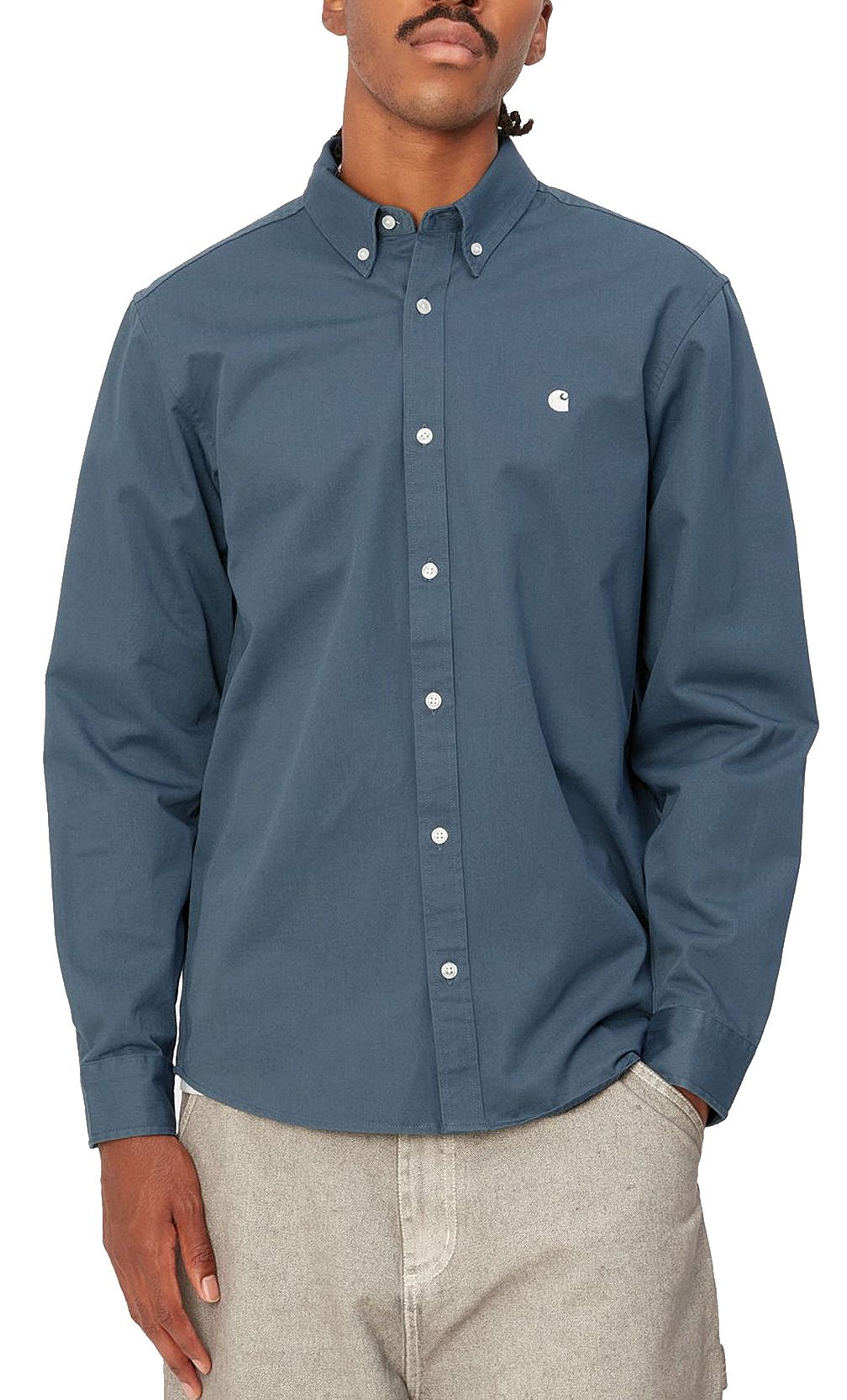  Carhartt Wip Camicia L/s Madison Shirt Ore Wax Blue Uomo - 3