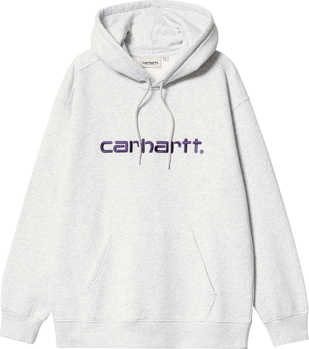  Carhartt Wip Felpa W Hooded Carhartt Sweatshirt Ash Heather Cassis Grigio Donna - 1
