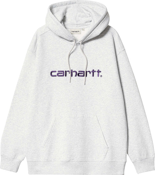  Carhartt Wip Felpa W Hooded Carhartt Sweatshirt Ash Heather Cassis Donna Grigio