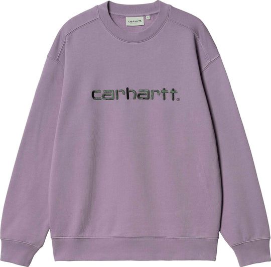  Carhartt Wip Felpa W Carhartt Sweat Glassy Purple Discovery Green Donna Viola