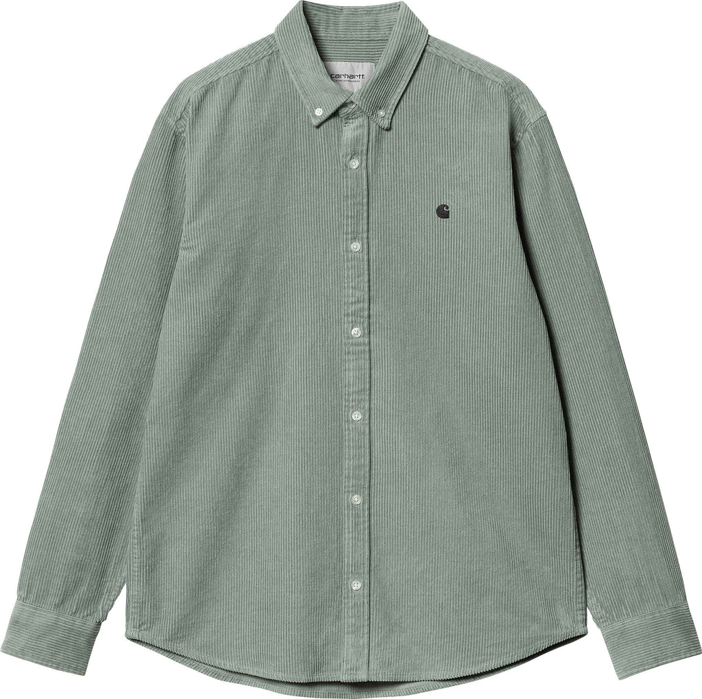  Carhartt Wip Camicia L/s Madison Cord Shirt Glassy Teal Black Verde Uomo - 1