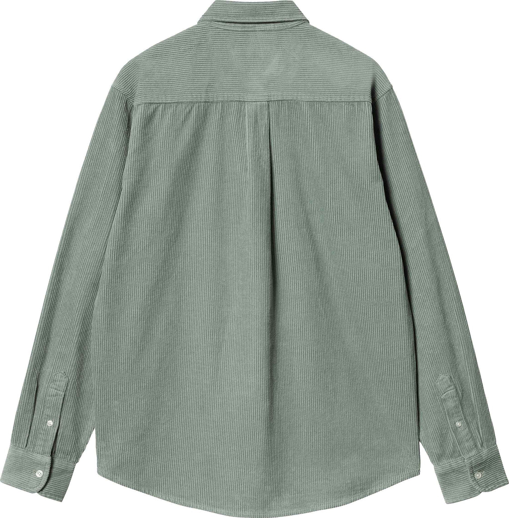  Carhartt Wip Camicia L/s Madison Cord Shirt Glassy Teal Black Verde Uomo - 2