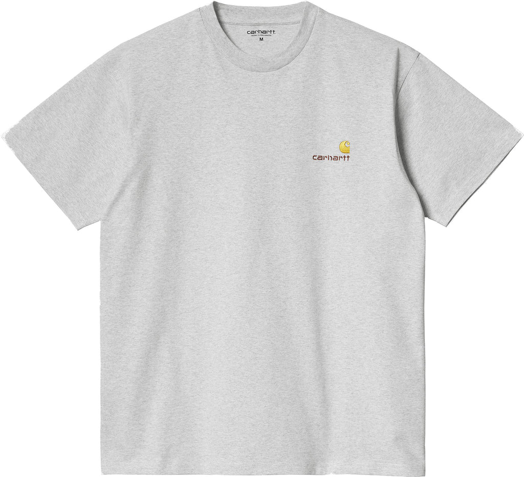 Carhartt Wip T-shirt S/s American Script Tee Ash Heather Grigio Uomo - 1