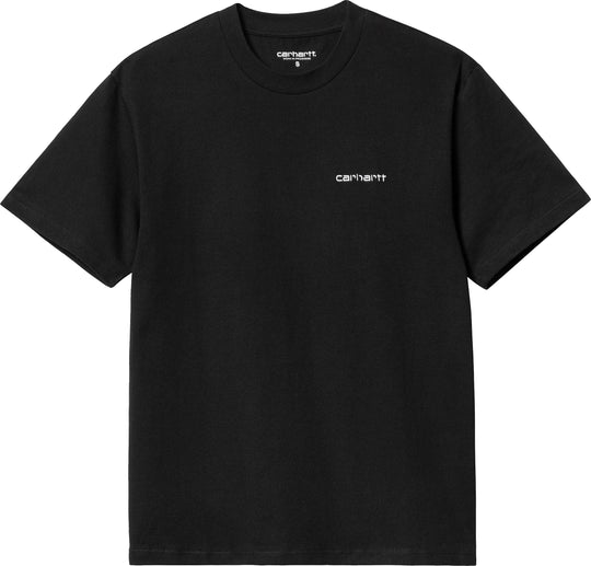  Carhartt Wip T-shirt W S/s Script Embroidery Black White Donna Nero