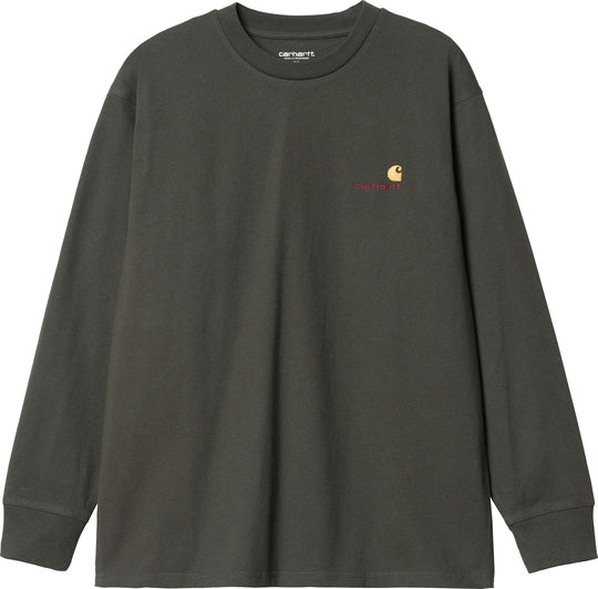  Carhartt Wip T-shirt L/s American Script Tee Plant Uomo Verde