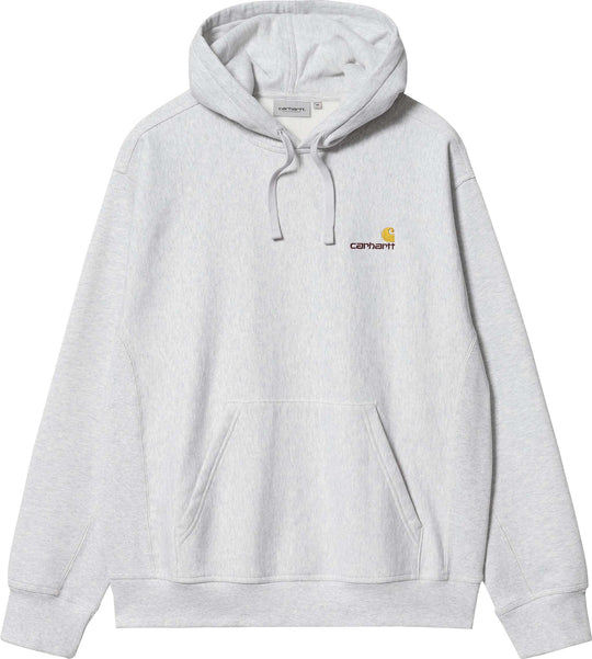  Carhartt Wip Felpa Hooded American Script Sweat Ash Heather Uomo Grigio