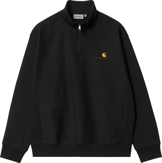  Carhartt Wip Felpa Half Zip American Script Sweat Black Uomo Nero
