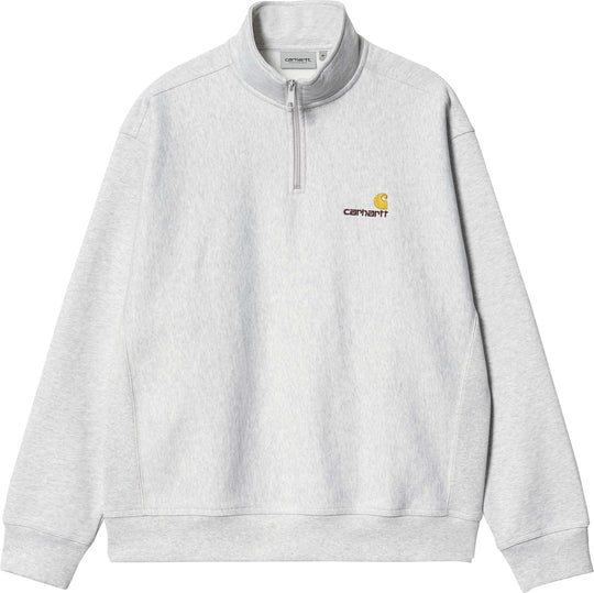  Carhartt Wip Felpa Half Zip American Script Sweat Ash Heather Uomo Grigio