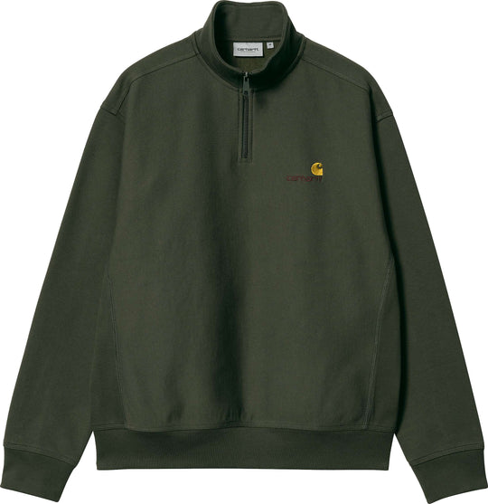  Carhartt Wip Felpa Half Zip American Script Sweat Plant Uomo Verde