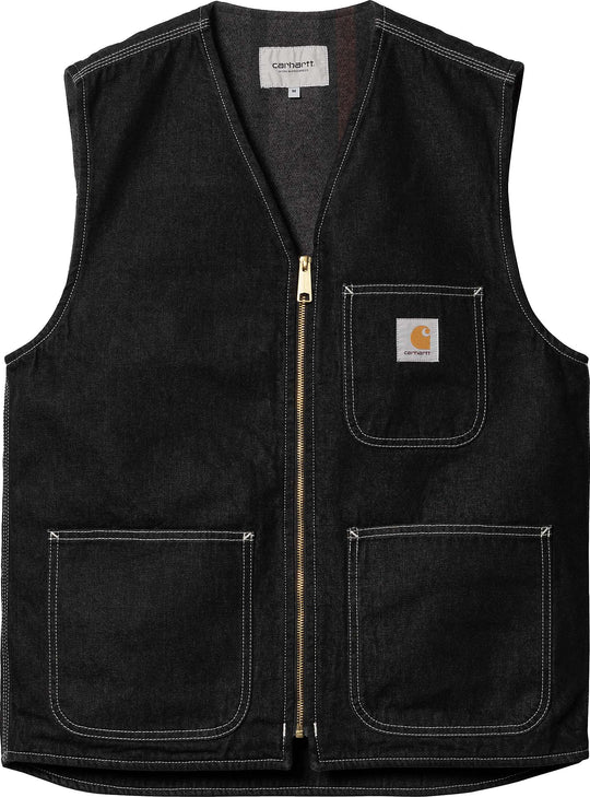  Carhartt Wip Gilet Chore Vest Black One Wash Uomo Nero