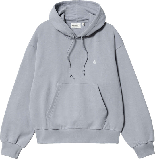  Carhartt Wip Felpa W Hooded Casey Sweatshirt Mirror Silver Donna Celeste