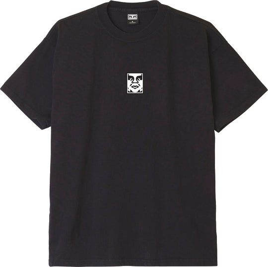  Obey T-shirt Icon Heavyweight Tee Off Black Uomo Nero