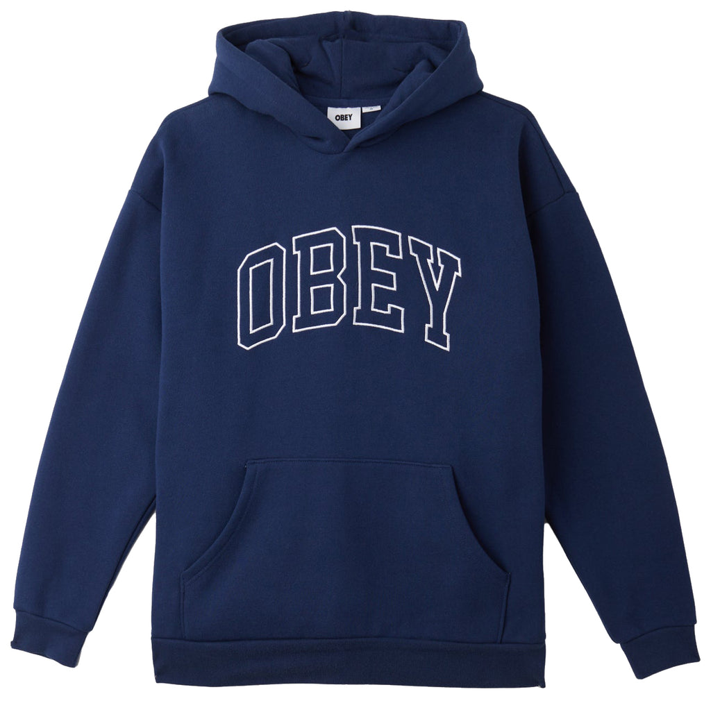  Obey Felpa Institute Extra Heavy Hood Fleece Academy Navy Blue Uomo - 1