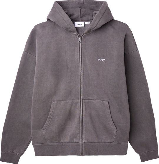  Obey Felpa Lowercase Pigment Zip Hood Fleece Pigment Digital Black Uomo Grigio