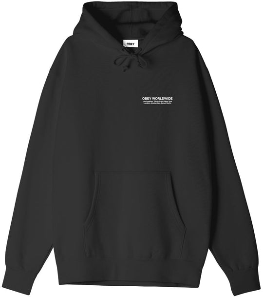  Obey Felpa Worldwide Cities Premium Hooded Fleece Black Uomo Nero