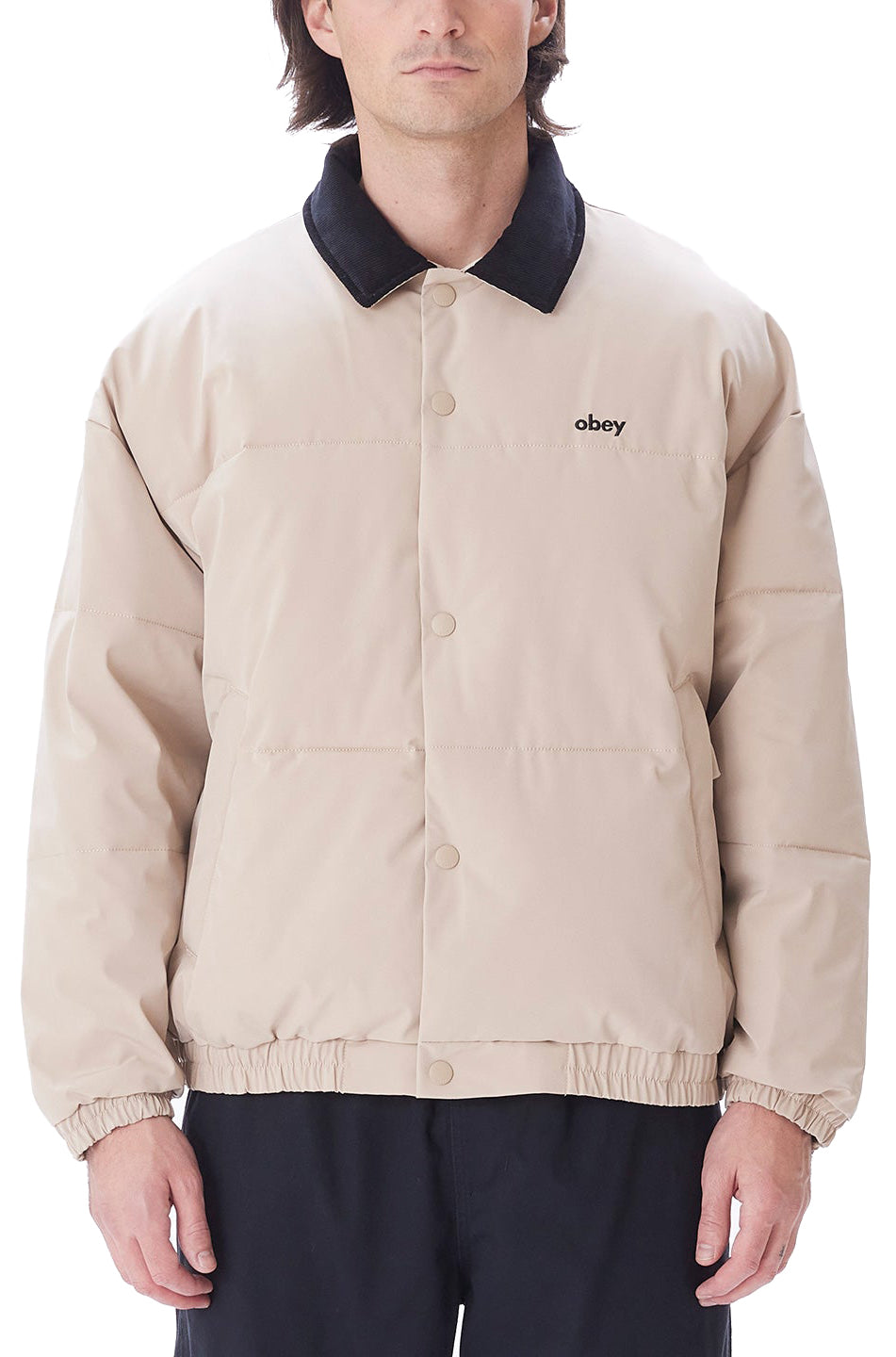  Obey Giacca Whispers Jacket Feather Grey Multi Beige Uomo - 3