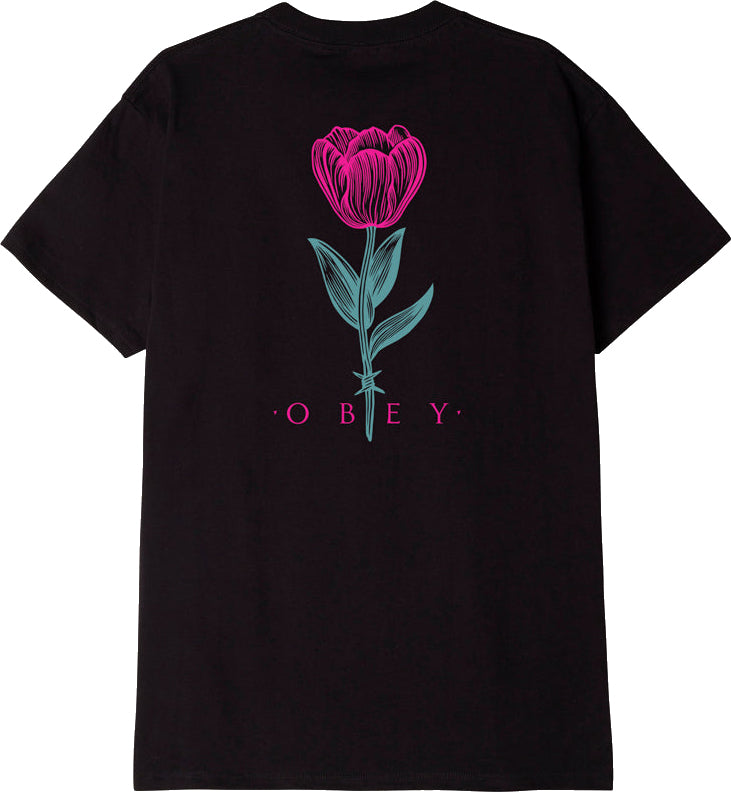  Obey T-shirt Barbwire Flower Classic Tee Black Nero Uomo - 1
