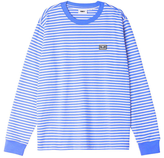  Obey T-shirt Established Works Eyes Stripe Tee Surf Blue Multi Uomo