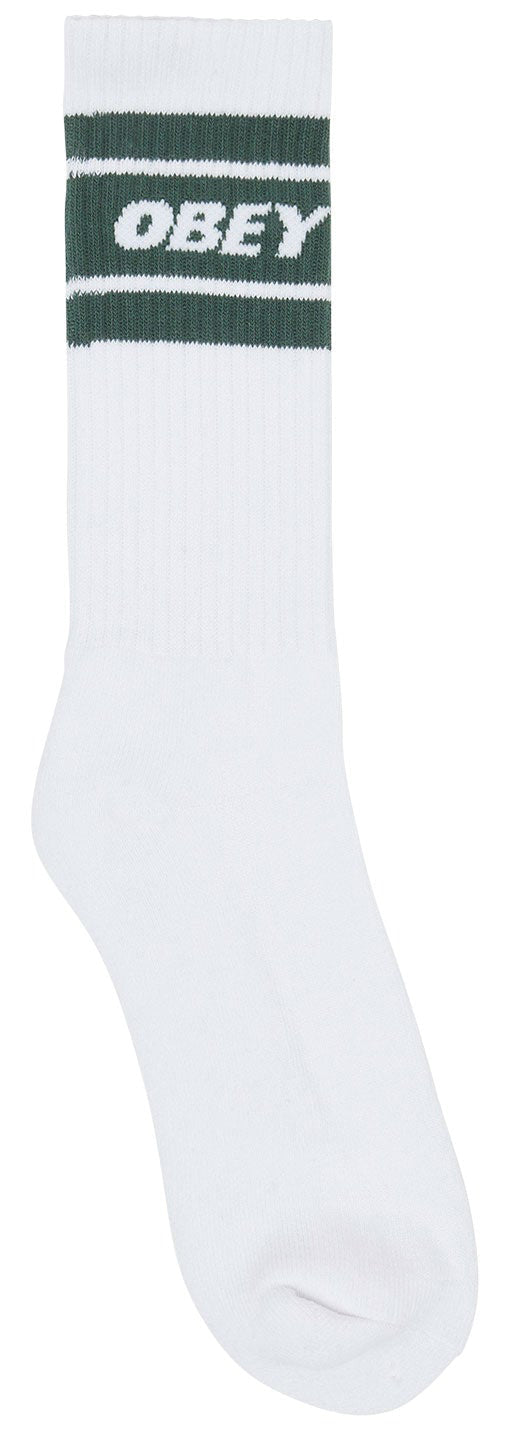  Obey Calze Cooper Ii Socks White Dark Cedar Uomo Bianco