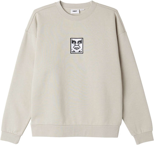  Obey Felpa Icon Extra Heavy Crew Ii Fleece Silver Grey Uomo Grigio