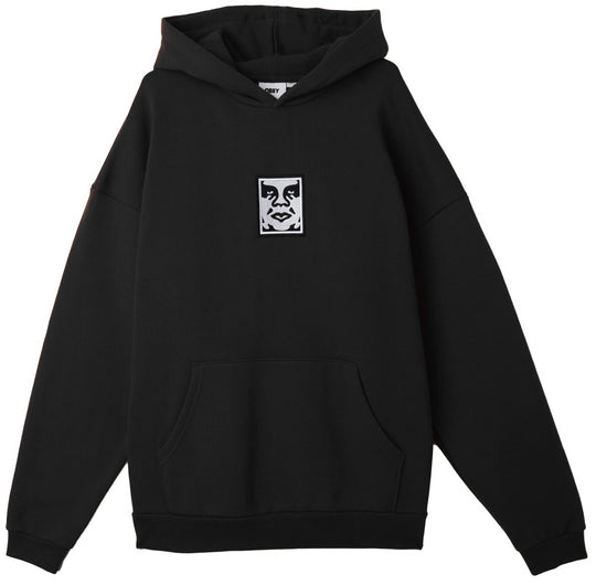  Obey Felpa Icon Extra Heavy Hood Ii Fleece Black Uomo Nero