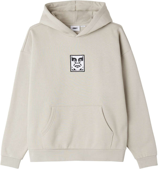  Obey Felpa Icon Extra Heavy Hood Ii Fleece Silver Grey Uomo Grigio