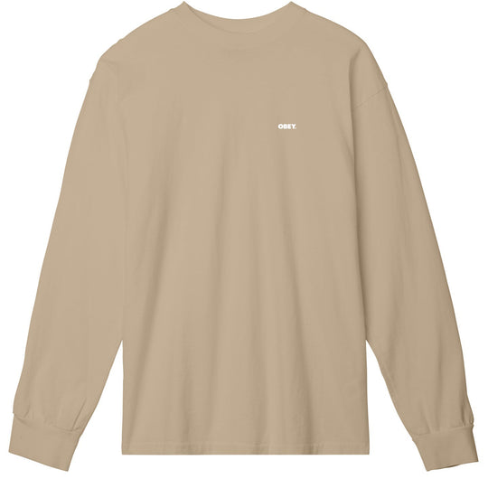  Obey T-shirt Ls Bold 3 Hevyweught Classic Custom Tee Irish Cream Uomo Beige