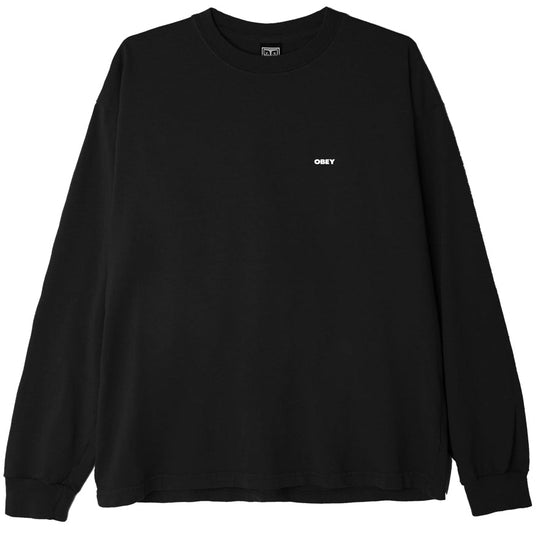  Obey T-shirt Ls Bold 3 Hevyweught Classic Custom Tee Off Black Uomo Nero