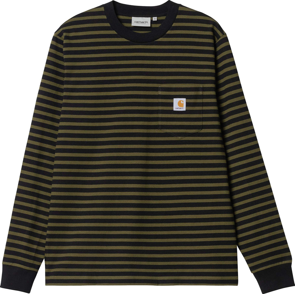  Carhartt Wip T-shirt L/s Seidler Pocket Tee Stripe Highland Black Multicolore Uomo - 1