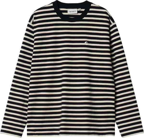 Carhartt Wip t-shirt W L/S Seidler tee stripe black salt