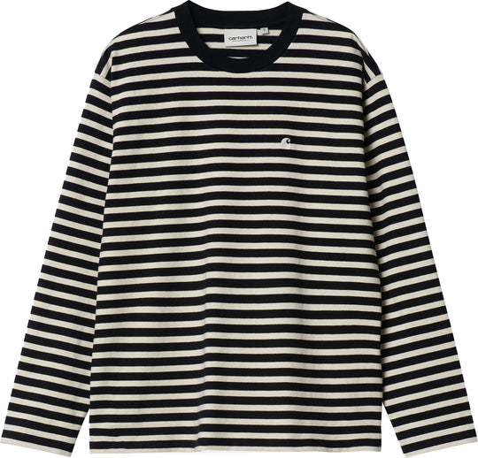  Carhartt Wip T-shirt W L/s Seidler Tee Stripe Black Salt Donna Multicolore
