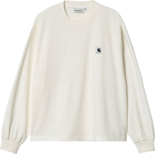  Carhartt Wip T-shirt W L/s Nelson Tee Wax Garment Dyed Donna Bianco