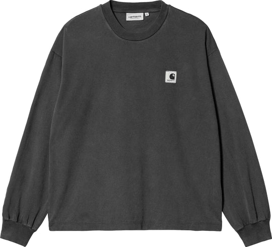  Carhartt Wip T-shirt W L/s Nelson Tee Black Garment Dyed Donna Nero