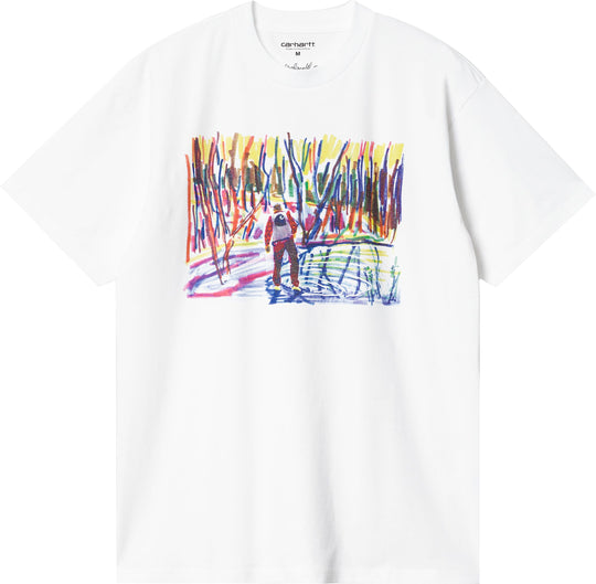  Carhartt Wip T-shirt S/s Ollie Mac Icy Lake Tee White Uomo Bianco